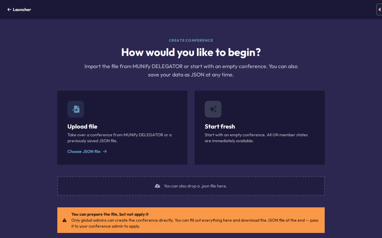 The "How would you like to begin?" screen, with Upload file and Start fresh options