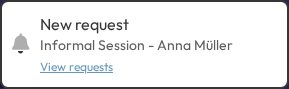 A New request notice in the chair interface, with a View requests link