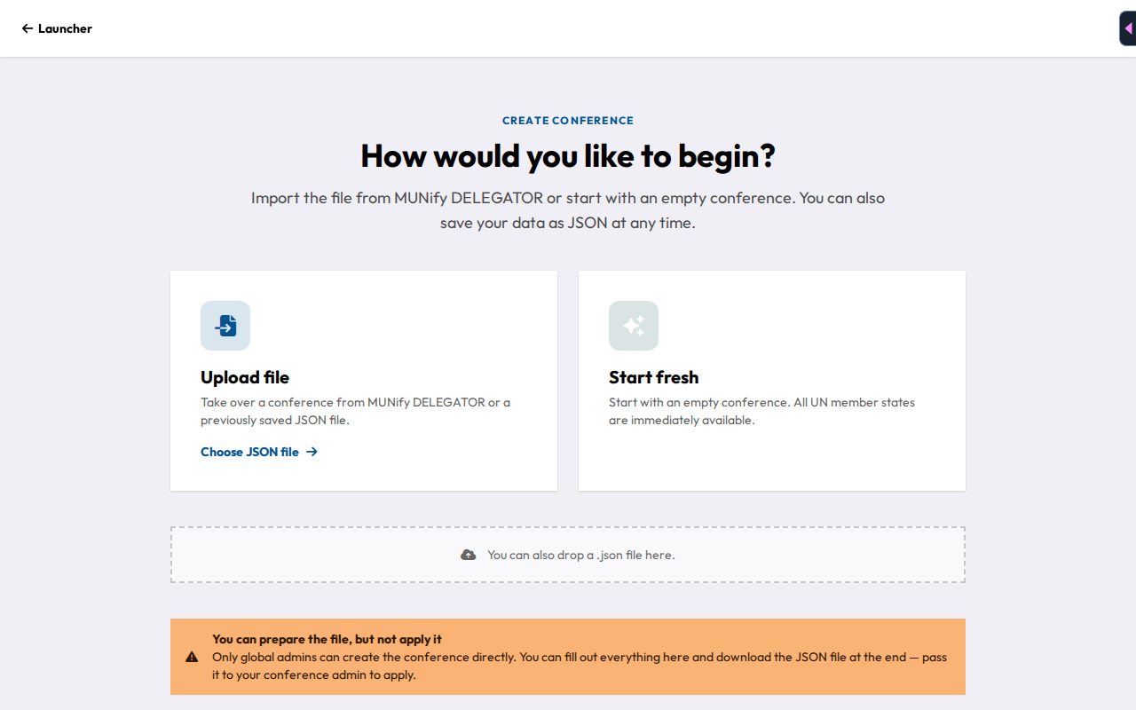 The "How would you like to begin?" screen, with Upload file and Start fresh options