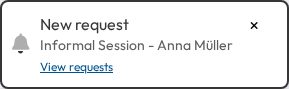 A New request notice in the chair interface, with a View requests link
