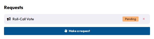 The Requests card on a delegate's dashboard with a pending request