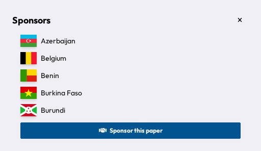 The Sponsors panel for a paper, listing every sponsoring delegation